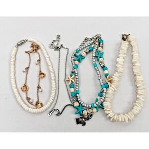 Ankle Bracelet Anklet Double Beaded Turtle Beach Seashell BOHO Mixed Lot (5)